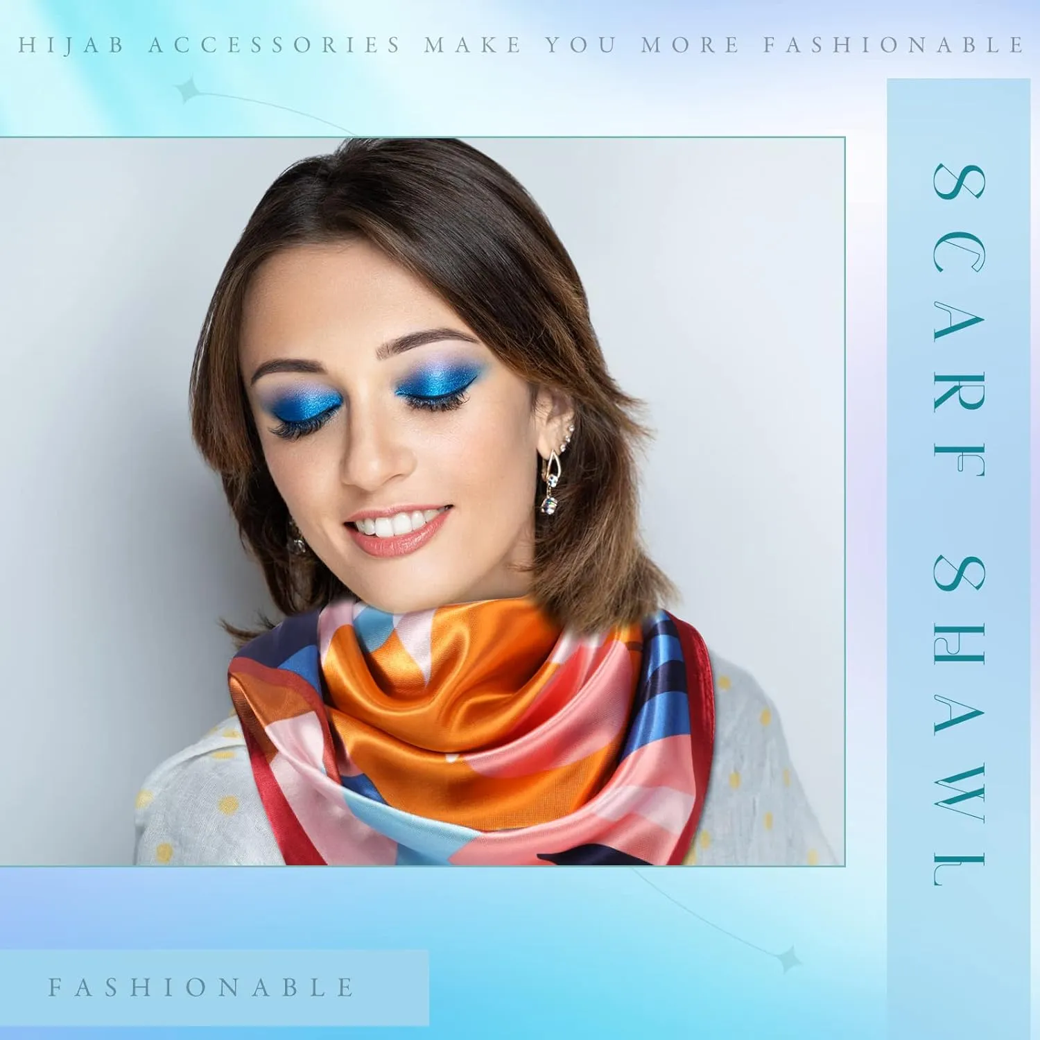 SATINIOR 35 Inch Silky Head Scarf 2 Pcs Large Square Neck Scarf Sleeping Hair Wrapping Satin Bandana for Women
