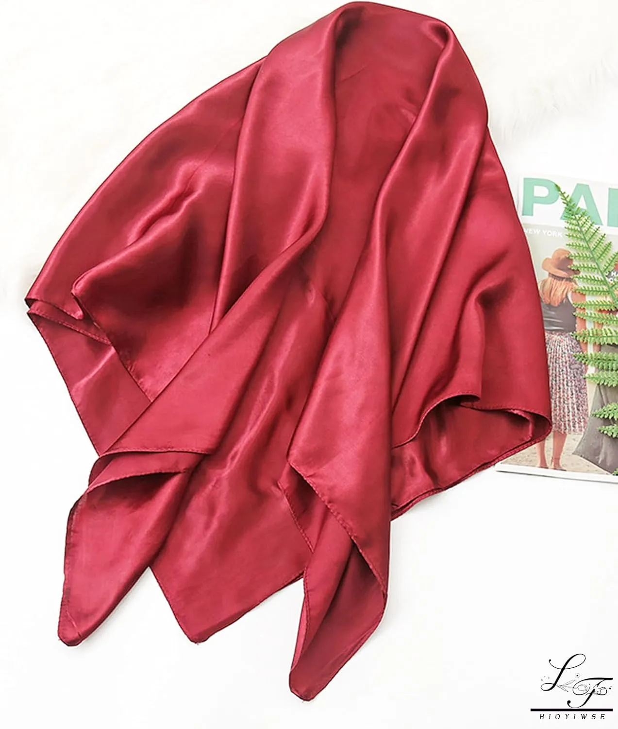 Scarf Satin Square Neck Head Scarf for Women solid color square scarf handkerchief purse scarf headband
