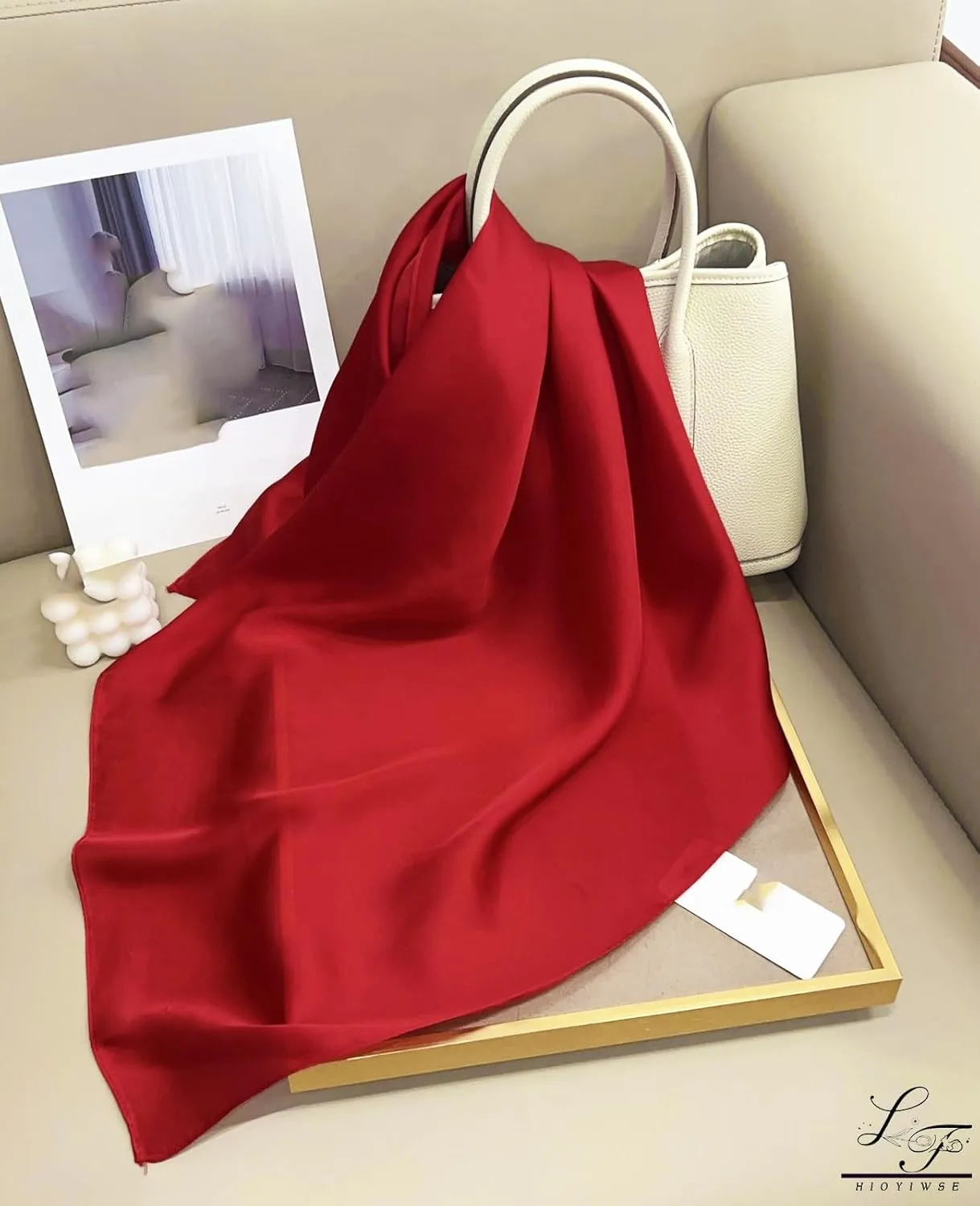 Scarf Satin Square Neck Head Scarf for Women solid color square scarf handkerchief purse scarf headband