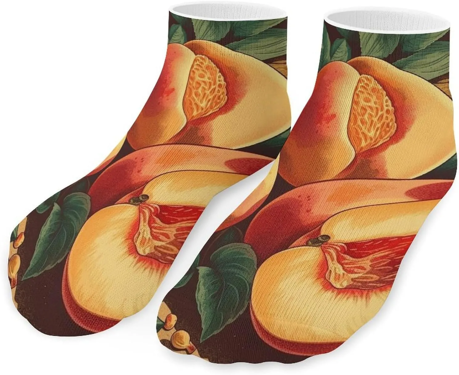 Sliced Peaches Socks Ankle Length Socks Casual Short Socks for Women Men Low Cut Sports Socks Running Socks No Show Socks Ankle Socks Athletic Socks Workout Socks