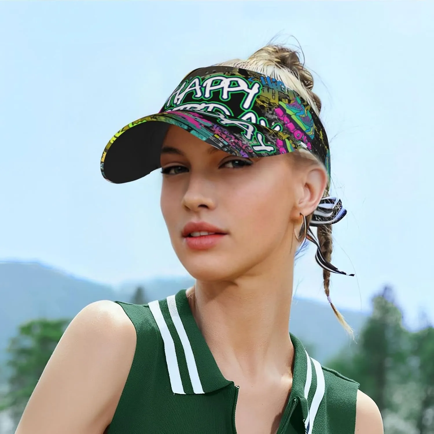 Today is My Birthday Print Sun Visor Hats for Women Men Wide Brim Visors Foldable Beach Birthday Girl Summer Beach Hat