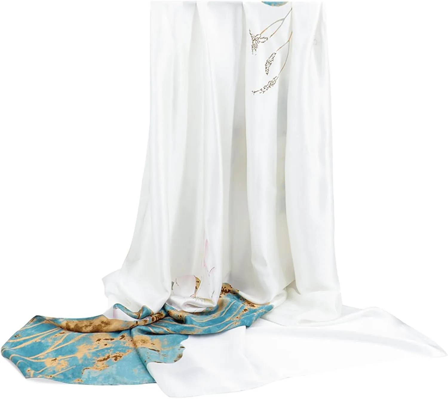 vimate 100% Large Silk Feeling Scarf-Women's Fashion Long Mulberry Silk Satin Neck Scarf Sunscreen Shawl Wrap Headscarf