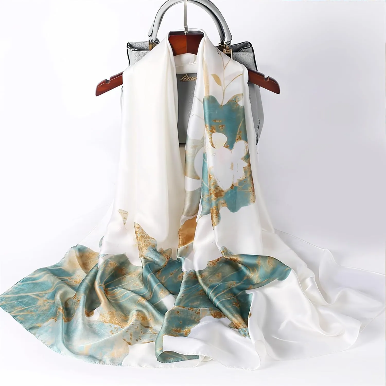 vimate 100% Large Silk Feeling Scarf-Women's Fashion Long Mulberry Silk Satin Neck Scarf Sunscreen Shawl Wrap Headscarf