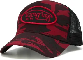 Von Dutch Monogram Trucker Cap - Retro Snapback Cap for Men and Women - Adjustable Snap Fit Panel, Mesh Rear, Curved Bill
