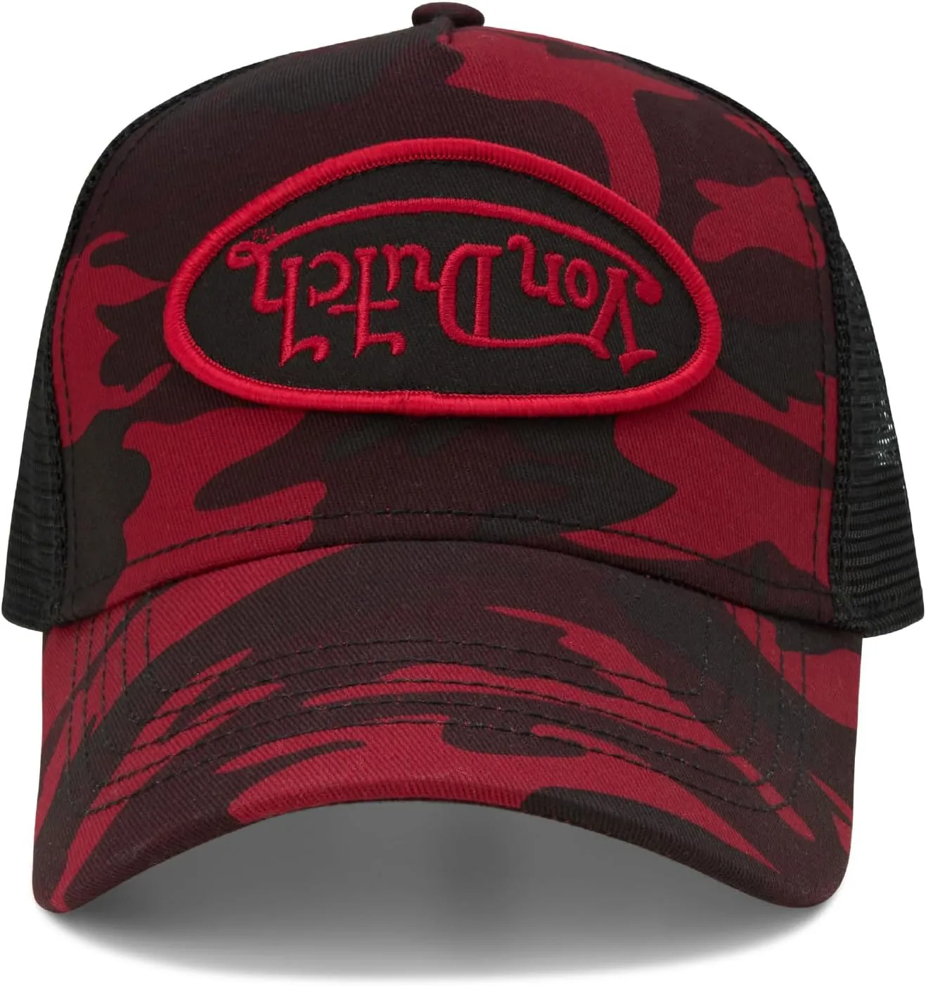 Von Dutch Monogram Trucker Cap - Retro Snapback Cap for Men and Women - Adjustable Snap Fit Panel, Mesh Rear, Curved Bill