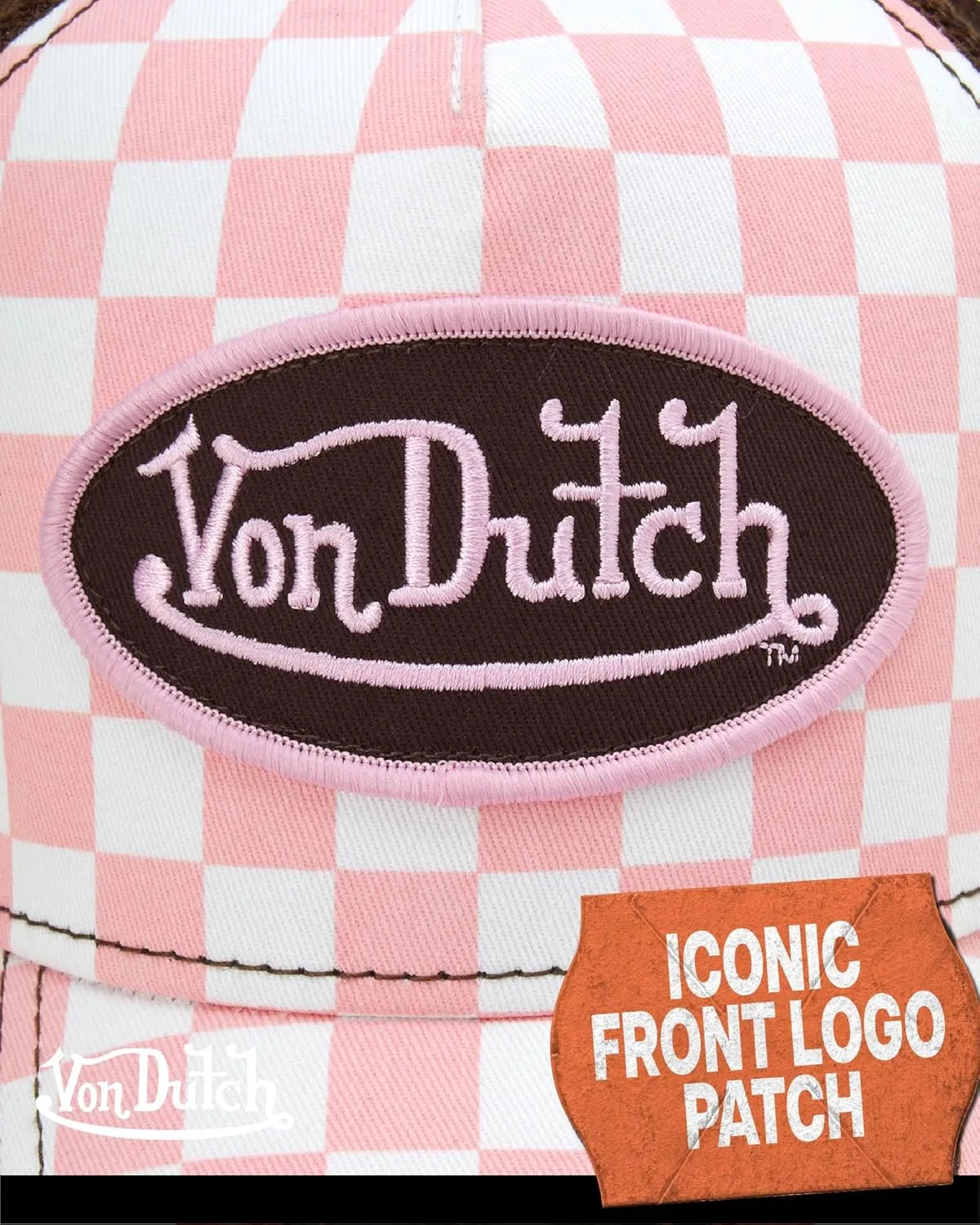 Von Dutch Monogram Trucker Cap - Retro Snapback Cap for Men and Women - Adjustable Snap Fit Panel, Mesh Rear, Curved Bill