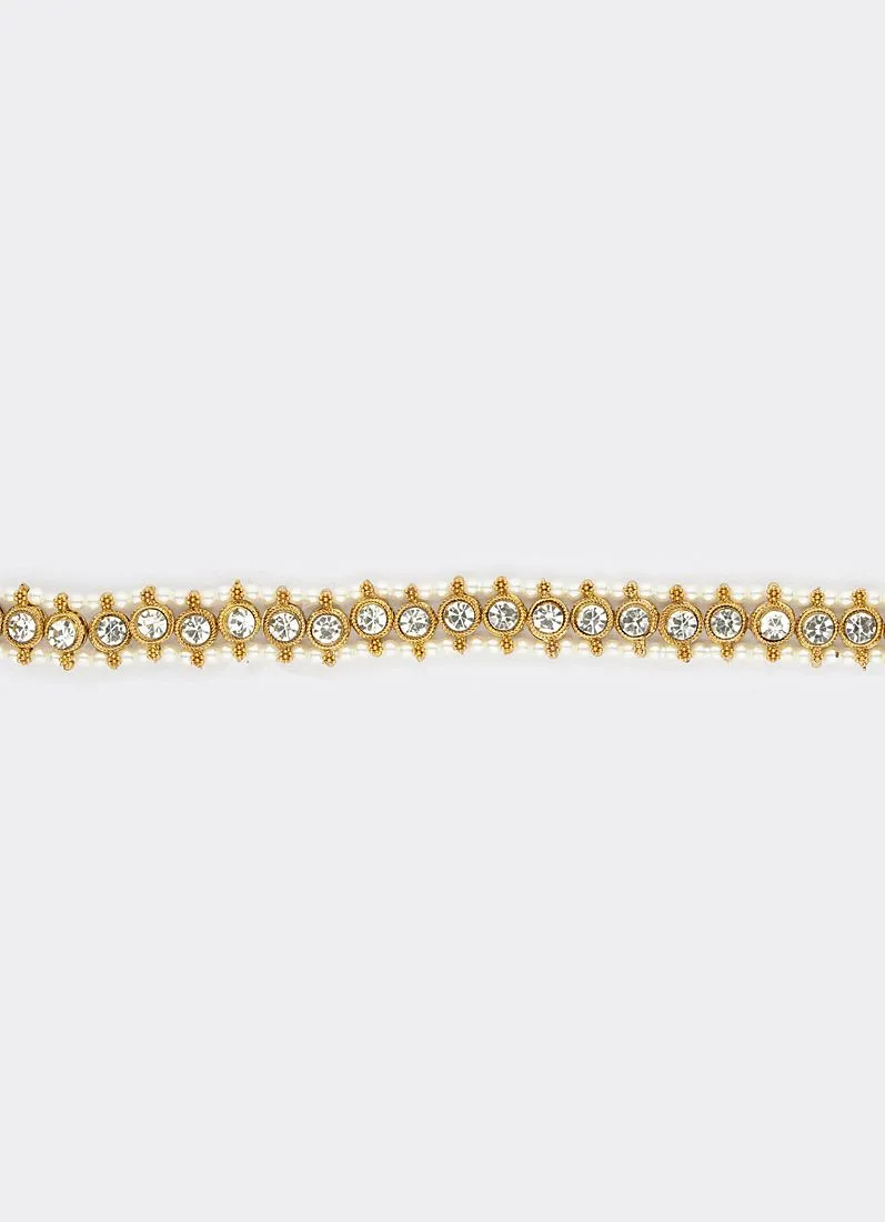 White Gold Pearl Diamonte Belt