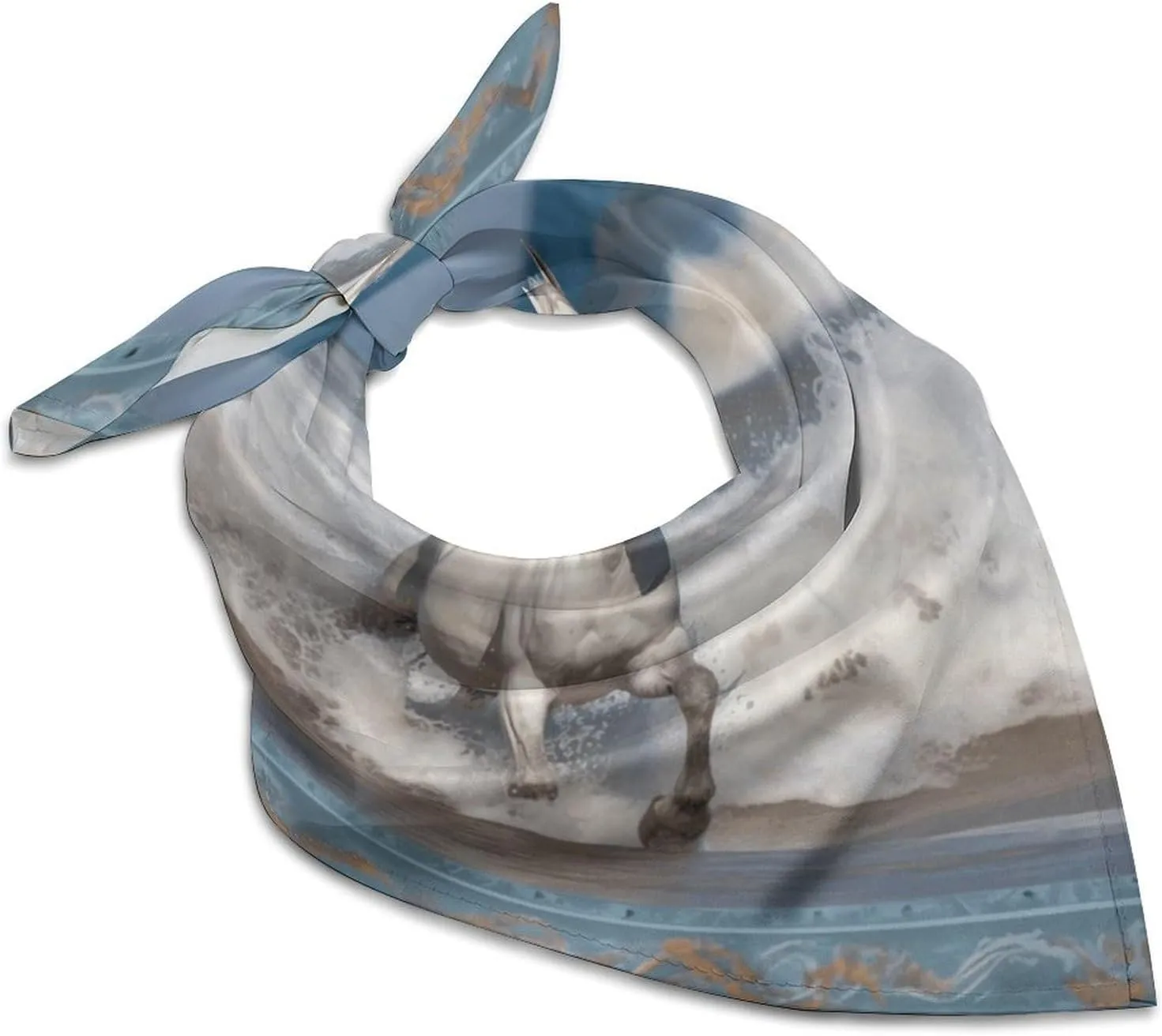 White Horse Running Silk Scarf Fashion Satin Head Scarf Lightweight Head Scarves for Neck Silk Scarves for Women Men Boho Hair Wrap Sleeping Kerchief Bandanas Pocket Square 25" X 25"