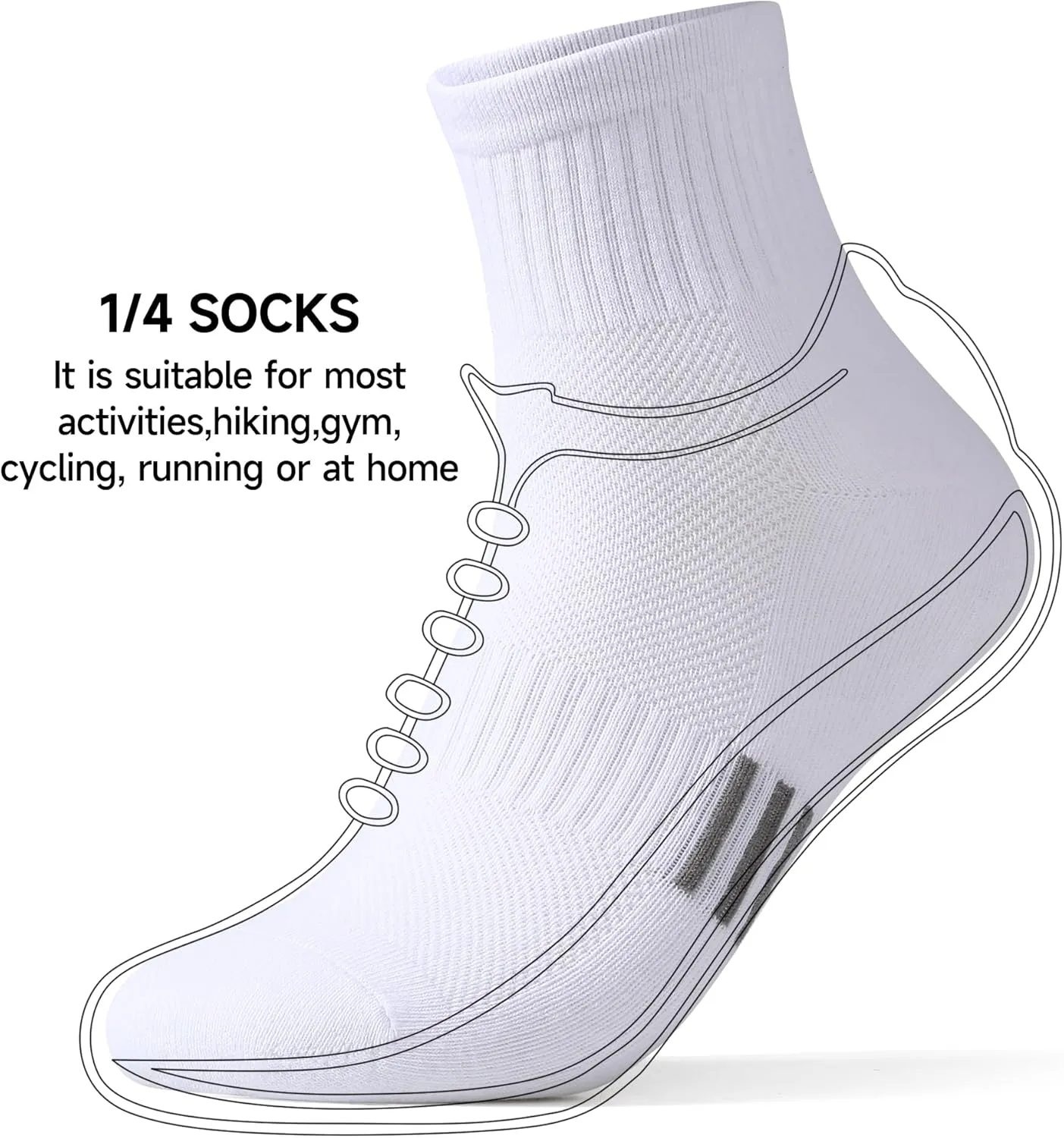 Women Athletic Cotton Socks Size 6-12 Anti Odor Super Soft for Running Hiking Casual