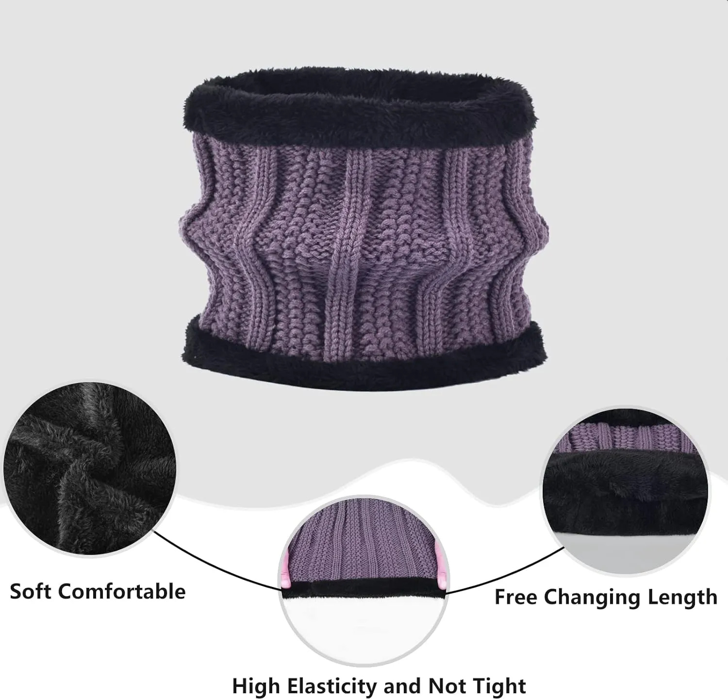 Women Winter Hat Gloves Scarf Set Beanie Warm Fleece Scarves Touchscreen Glove 3 in 1