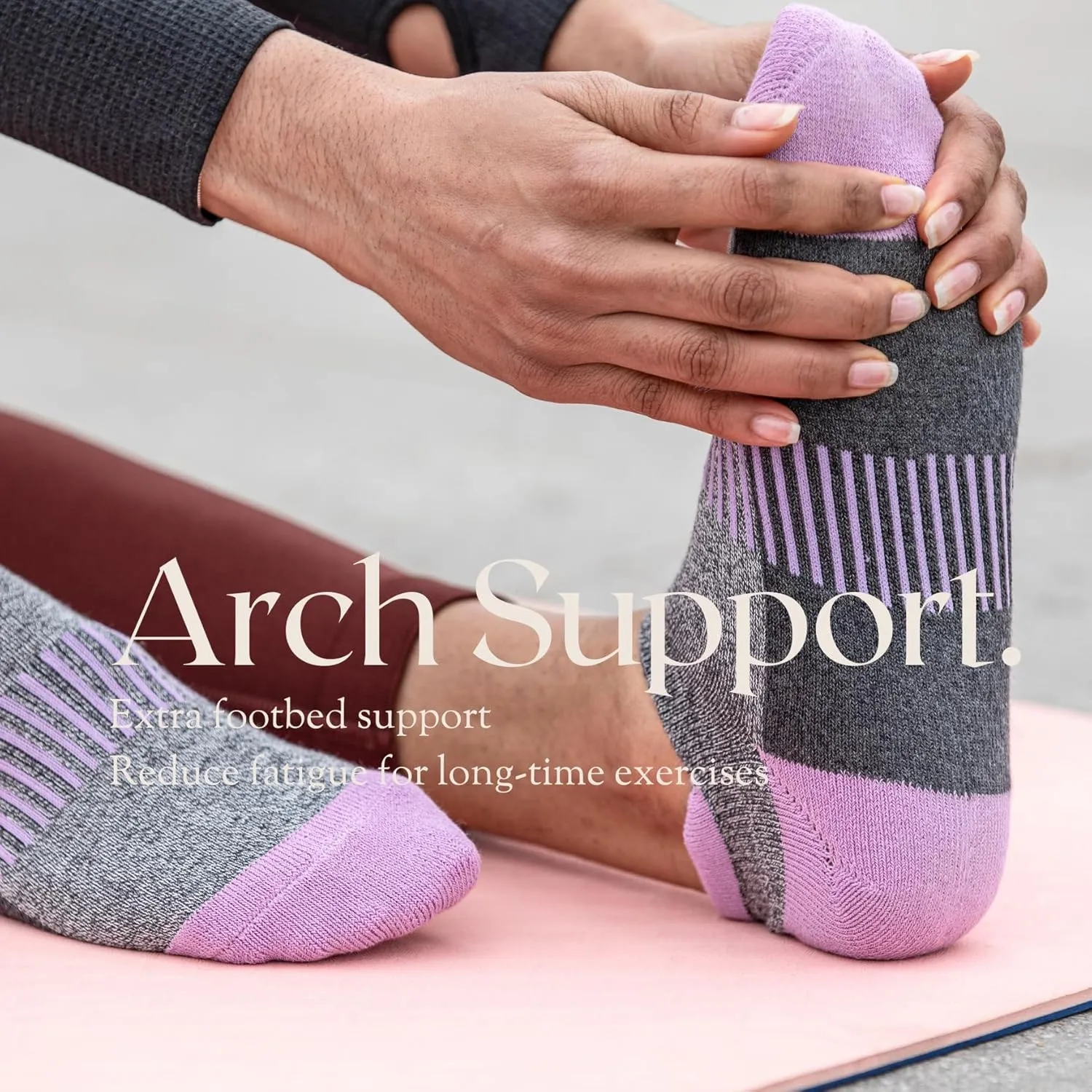 Women's Athletic Ankle Socks with Heel Tab, Premium Cotton, Soft Cushion, Reinforced Toe, Arch Support, Pack of 6