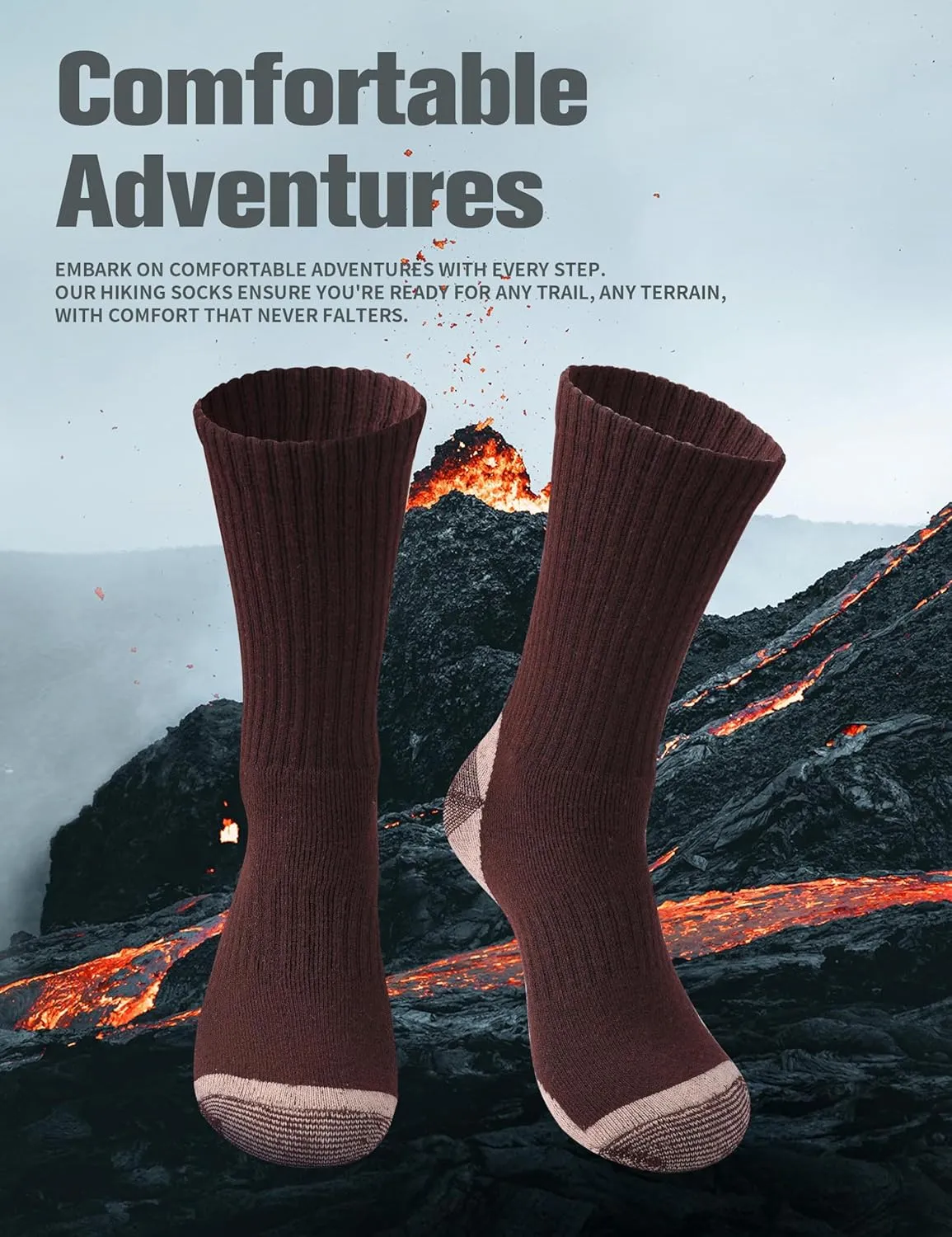 Wool Hiking Socks for Men - Mid weight Mens Crew Merino Wool Athletic Socks for Running Cycling Camping 7-13