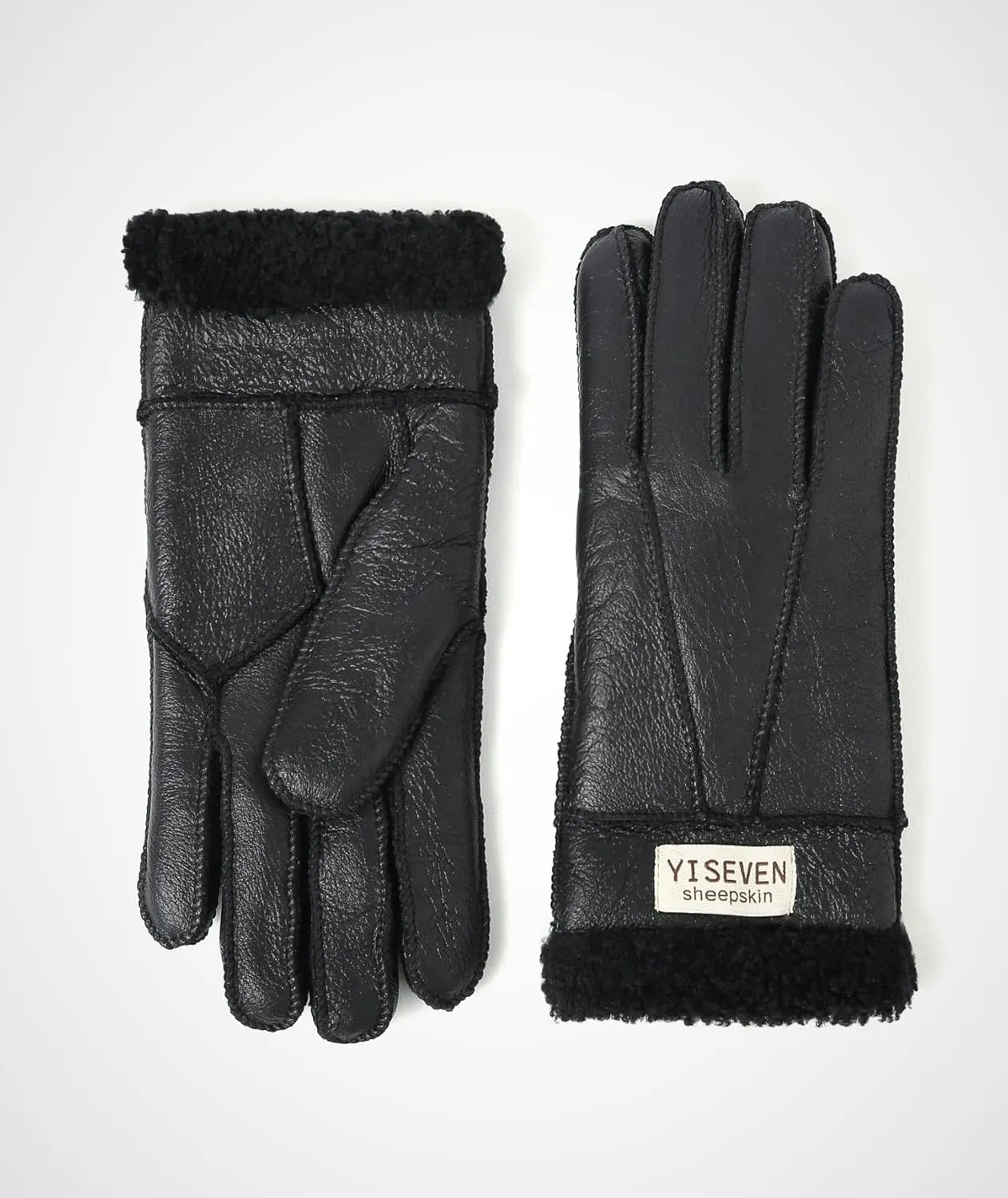 YISEVEN Women's Winter Sheepskin Shearling Leather Gloves Wool Cuffs