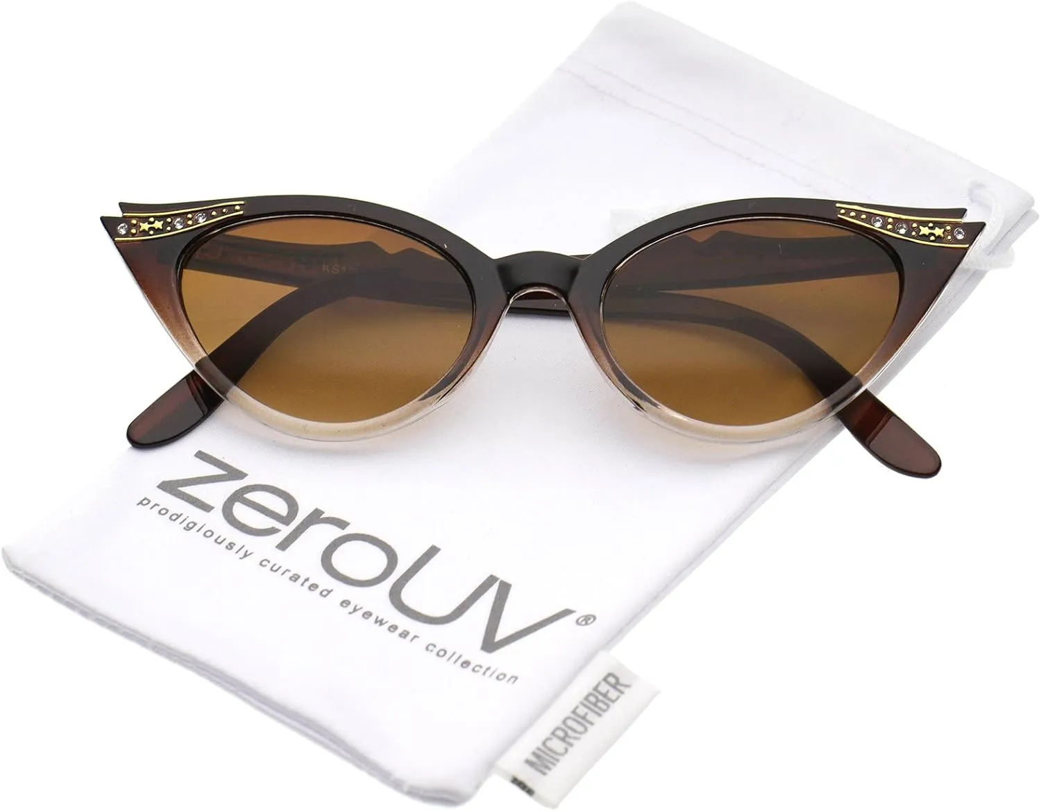 zeroUV Women's Retro Rhinestone Embellished Oval Lens Cat Eye Sunglasses 51mm